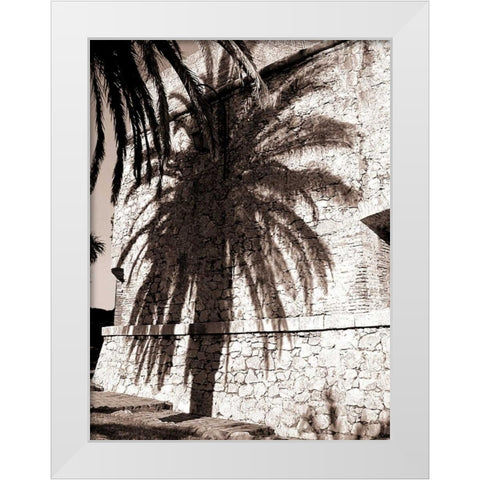 Palm Shadow, Antibes White Modern Wood Framed Art Print by Blue, Cyril