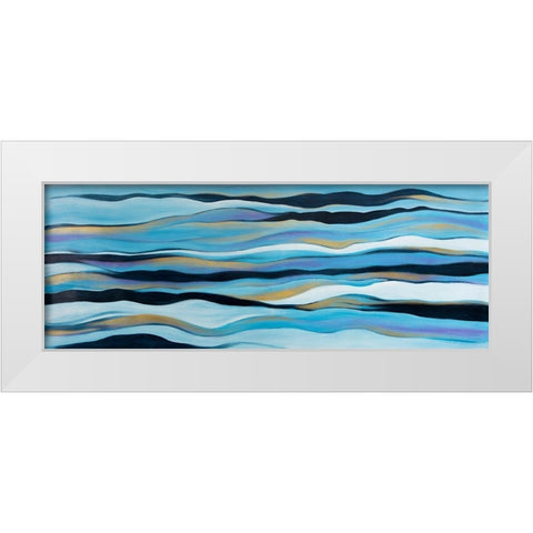 BLUE SWEEP White Modern Wood Framed Art Print by Atelier B Art Studio
