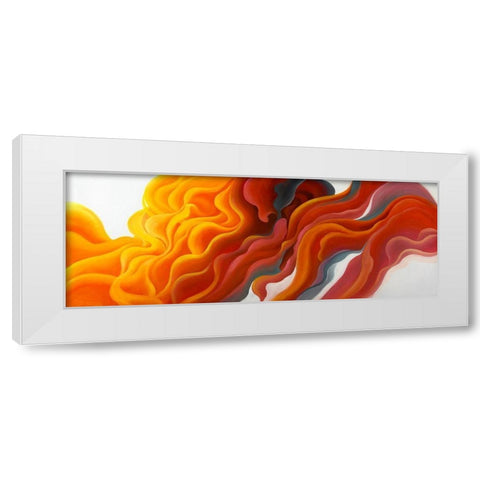 COLORFUL SMOKE White Modern Wood Framed Art Print by Atelier B Art Studio