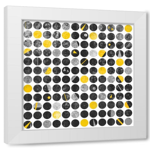 Circles Grunge White Modern Wood Framed Art Print by Atelier B Art Studio