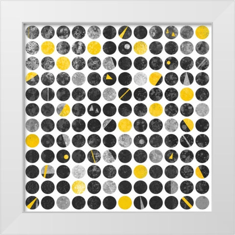 Circles Grunge White Modern Wood Framed Art Print by Atelier B Art Studio