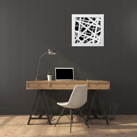 ABSTRACT WHITE BOLD LINES White Modern Wood Framed Art Print by Atelier B Art Studio