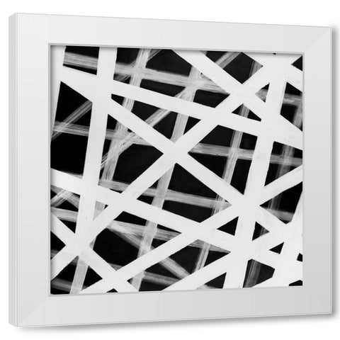 ABSTRACT WHITE BOLD LINES White Modern Wood Framed Art Print by Atelier B Art Studio