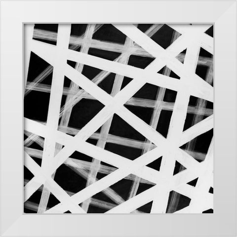 ABSTRACT WHITE BOLD LINES White Modern Wood Framed Art Print by Atelier B Art Studio
