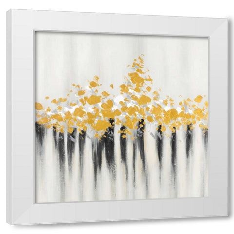 Flowers Gold Abstract White Modern Wood Framed Art Print by Atelier B Art Studio