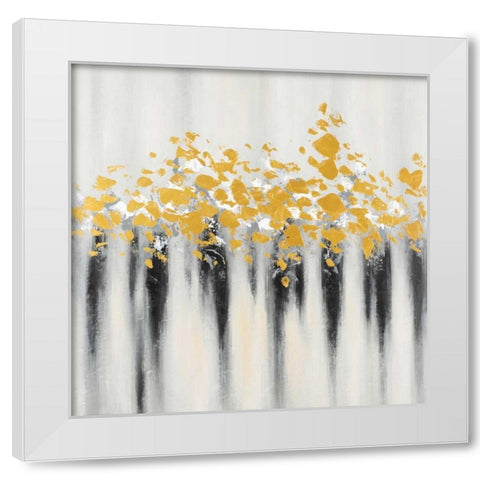 Flowers Gold Abstract White Modern Wood Framed Art Print by Atelier B Art Studio