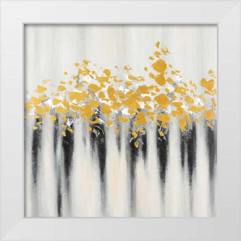 Flowers Gold Abstract White Modern Wood Framed Art Print by Atelier B Art Studio