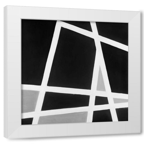 Abstract Lines Black and White White Modern Wood Framed Art Print by Atelier B Art Studio