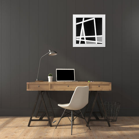 Abstract Shapes Black and White White Modern Wood Framed Art Print by Atelier B Art Studio