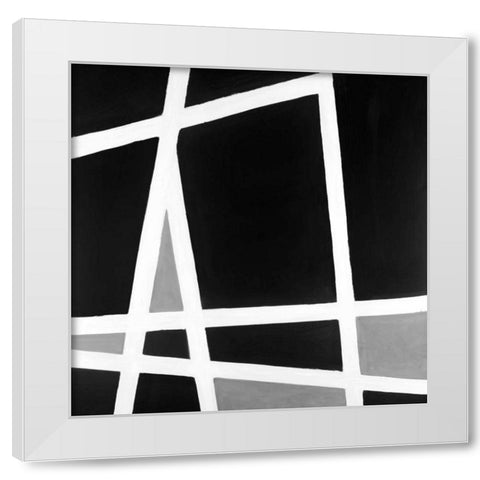 Abstract Shapes Black and White White Modern Wood Framed Art Print by Atelier B Art Studio