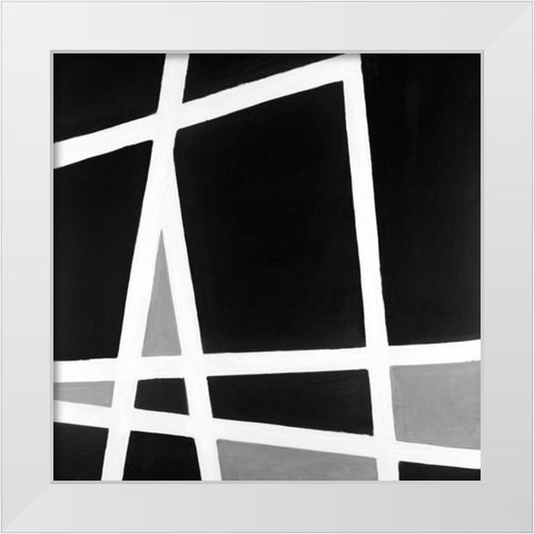 Abstract Shapes Black and White White Modern Wood Framed Art Print by Atelier B Art Studio