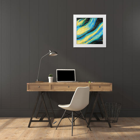 Liquid Magic Wave White Modern Wood Framed Art Print by Atelier B Art Studio