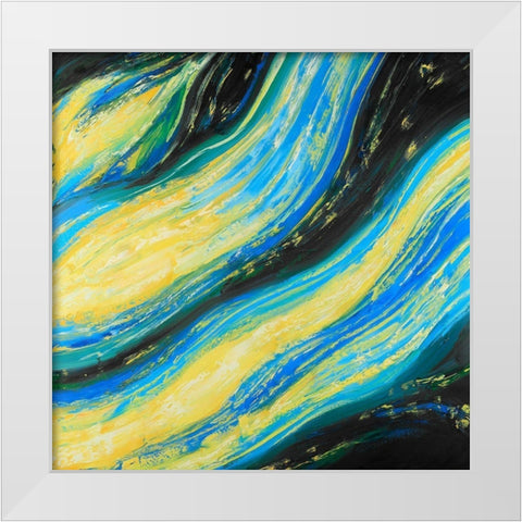 Liquid Magic Wave White Modern Wood Framed Art Print by Atelier B Art Studio