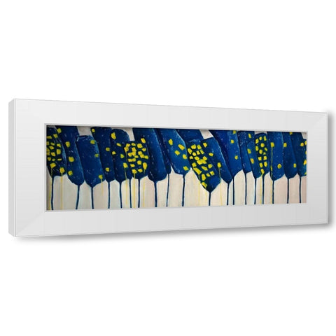 ABSTRACT BLUE FLOWERS White Modern Wood Framed Art Print by Atelier B Art Studio