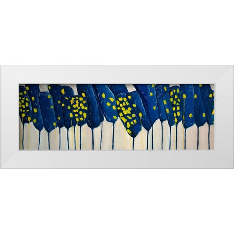 ABSTRACT BLUE FLOWERS White Modern Wood Framed Art Print by Atelier B Art Studio