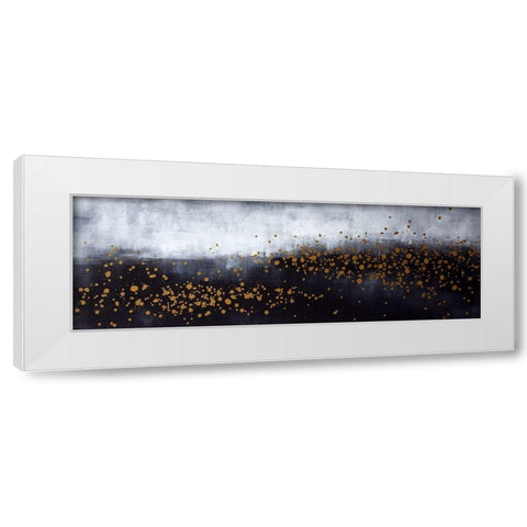 TWO SHADES OF GRAY WITH GOLD DOTS White Modern Wood Framed Art Print by Atelier B Art Studio