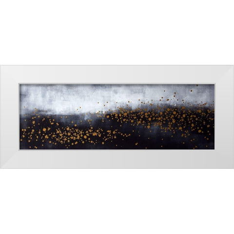 TWO SHADES OF GRAY WITH GOLD DOTS White Modern Wood Framed Art Print by Atelier B Art Studio