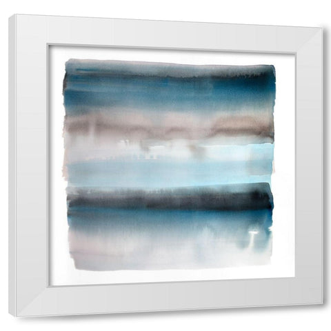 BLUE STRIPES White Modern Wood Framed Art Print by Atelier B Art Studio