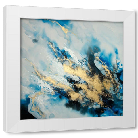 BLUE MARBLE White Modern Wood Framed Art Print by Atelier B Art Studio