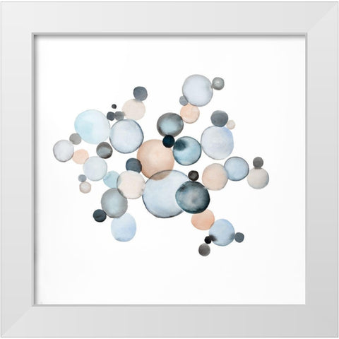 GRAYISH BUBBLES White Modern Wood Framed Art Print by Atelier B Art Studio