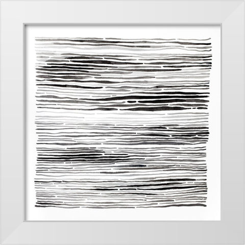 GRAY GROOVES White Modern Wood Framed Art Print by Atelier B Art Studio
