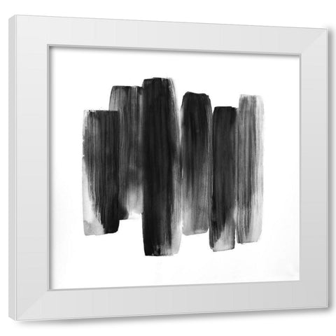 BLACK SHAPES White Modern Wood Framed Art Print by Atelier B Art Studio
