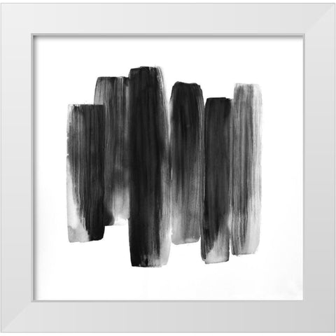 BLACK SHAPES White Modern Wood Framed Art Print by Atelier B Art Studio