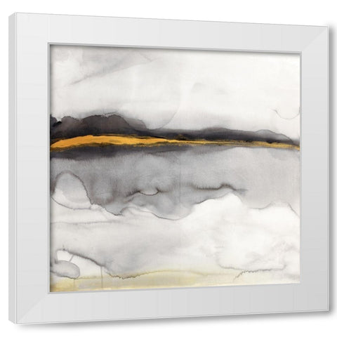 GOLD STRIPE ABSTRACT White Modern Wood Framed Art Print by Atelier B Art Studio