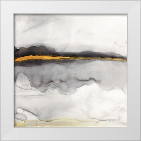 GOLD STRIPE ABSTRACT White Modern Wood Framed Art Print by Atelier B Art Studio