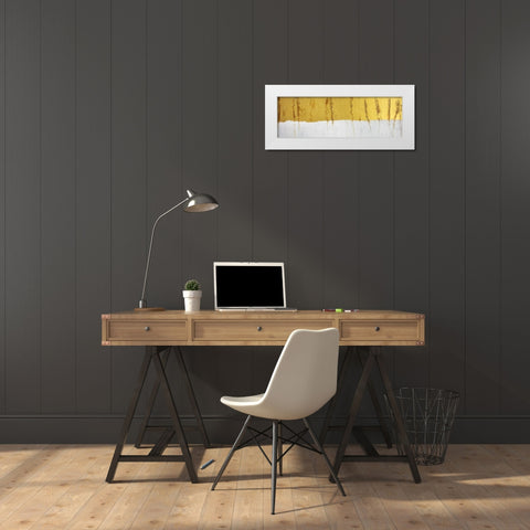 GOLDEN STRIPE White Modern Wood Framed Art Print by Atelier B Art Studio