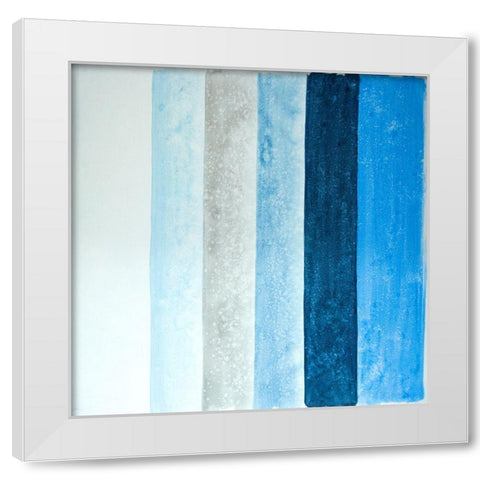 BLUE STRIPES White Modern Wood Framed Art Print by Atelier B Art Studio
