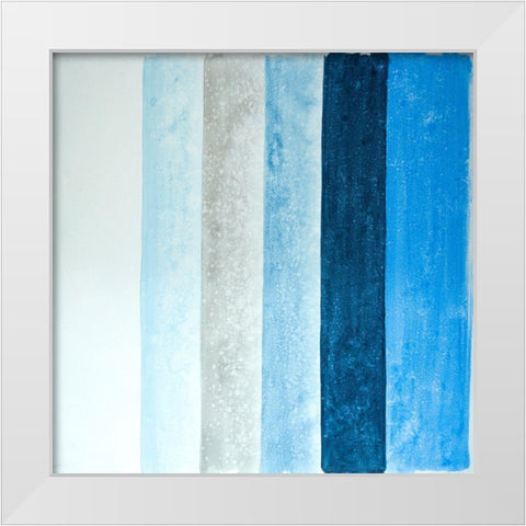 BLUE STRIPES White Modern Wood Framed Art Print by Atelier B Art Studio