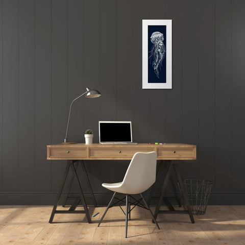 DETAILED JELLYFISH ILLUSTRATION White Modern Wood Framed Art Print by Atelier B Art Studio