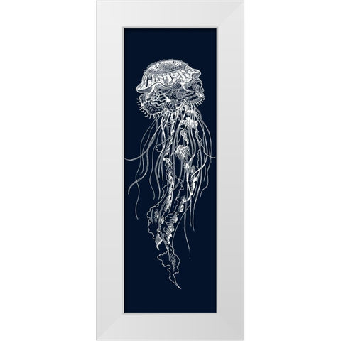 DETAILED JELLYFISH ILLUSTRATION White Modern Wood Framed Art Print by Atelier B Art Studio