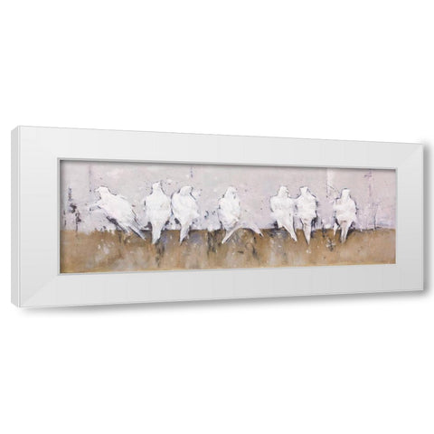 ABSTRACT PERCHED BIRDS White Modern Wood Framed Art Print by Atelier B Art Studio