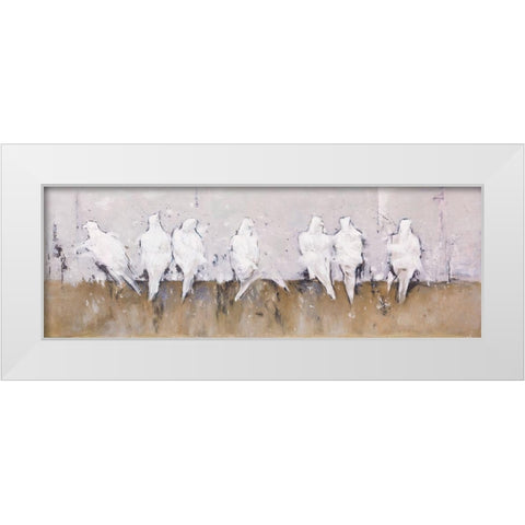 ABSTRACT PERCHED BIRDS White Modern Wood Framed Art Print by Atelier B Art Studio