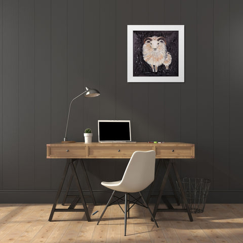 TWO BUSHY RAM White Modern Wood Framed Art Print by Atelier B Art Studio