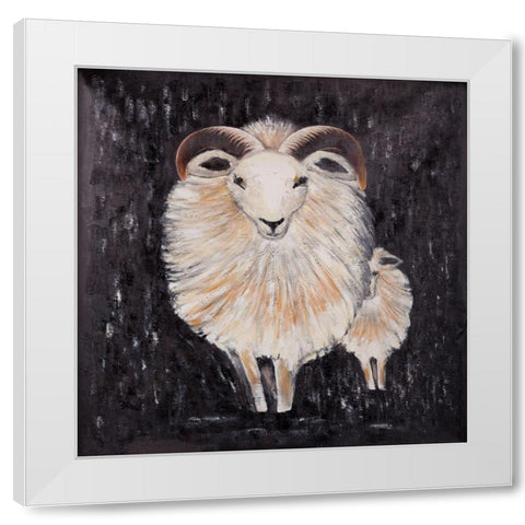 TWO BUSHY RAM White Modern Wood Framed Art Print by Atelier B Art Studio