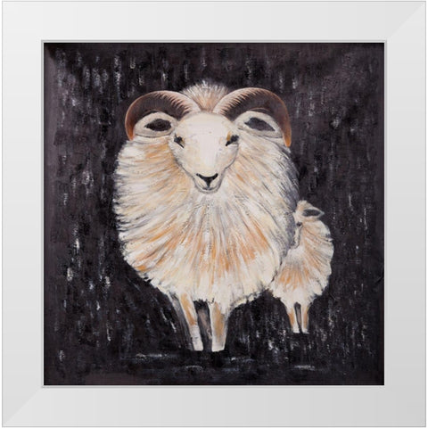TWO BUSHY RAM White Modern Wood Framed Art Print by Atelier B Art Studio