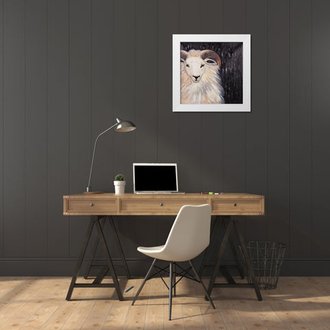 BUSHY RAM White Modern Wood Framed Art Print by Atelier B Art Studio