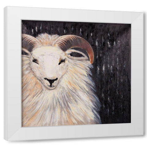 BUSHY RAM White Modern Wood Framed Art Print by Atelier B Art Studio