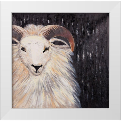 BUSHY RAM White Modern Wood Framed Art Print by Atelier B Art Studio