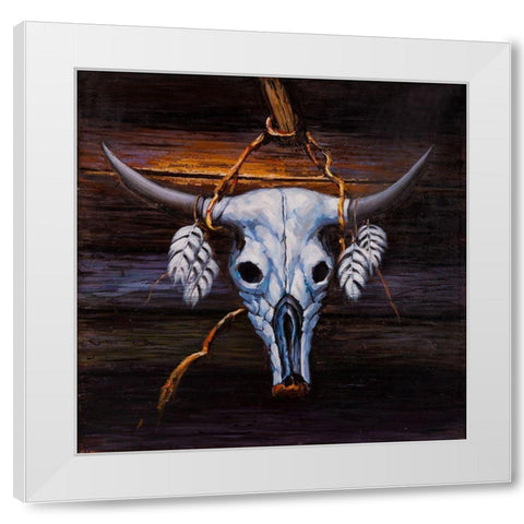 HANGED BULL SKULL White Modern Wood Framed Art Print by Atelier B Art Studio