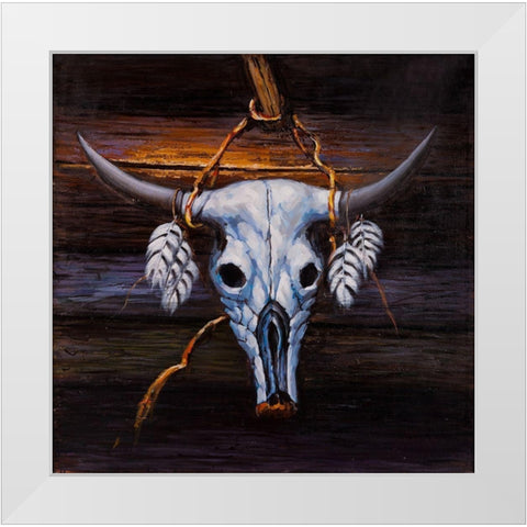 HANGED BULL SKULL White Modern Wood Framed Art Print by Atelier B Art Studio