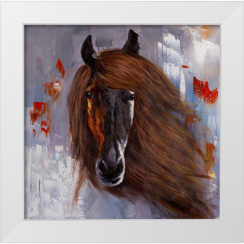 PROUD BROWN HORSE White Modern Wood Framed Art Print by Atelier B Art Studio