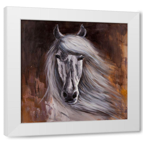 PROUD WHITE HORSE White Modern Wood Framed Art Print by Atelier B Art Studio