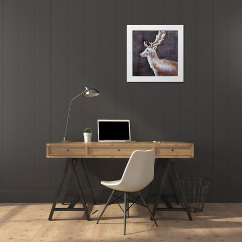 DEER PROFILE VIEW IN THE DARK White Modern Wood Framed Art Print by Atelier B Art Studio