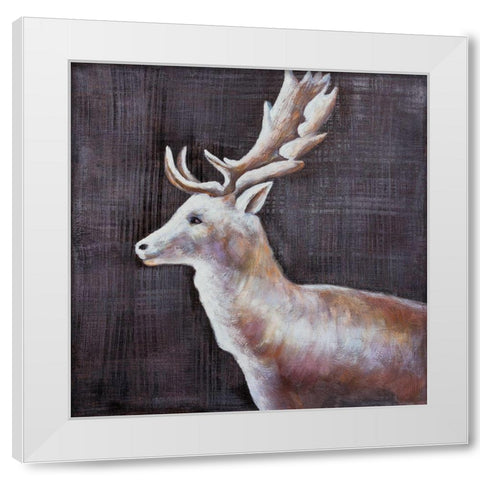 DEER PROFILE VIEW IN THE DARK White Modern Wood Framed Art Print by Atelier B Art Studio