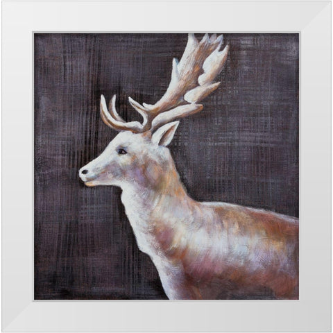 DEER PROFILE VIEW IN THE DARK White Modern Wood Framed Art Print by Atelier B Art Studio