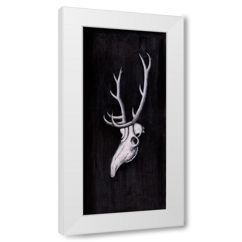 DEER SKULL IN THE DARK White Modern Wood Framed Art Print by Atelier B Art Studio